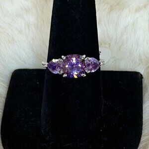 Bomb Party Triple Amethyst & White Topaz Ring